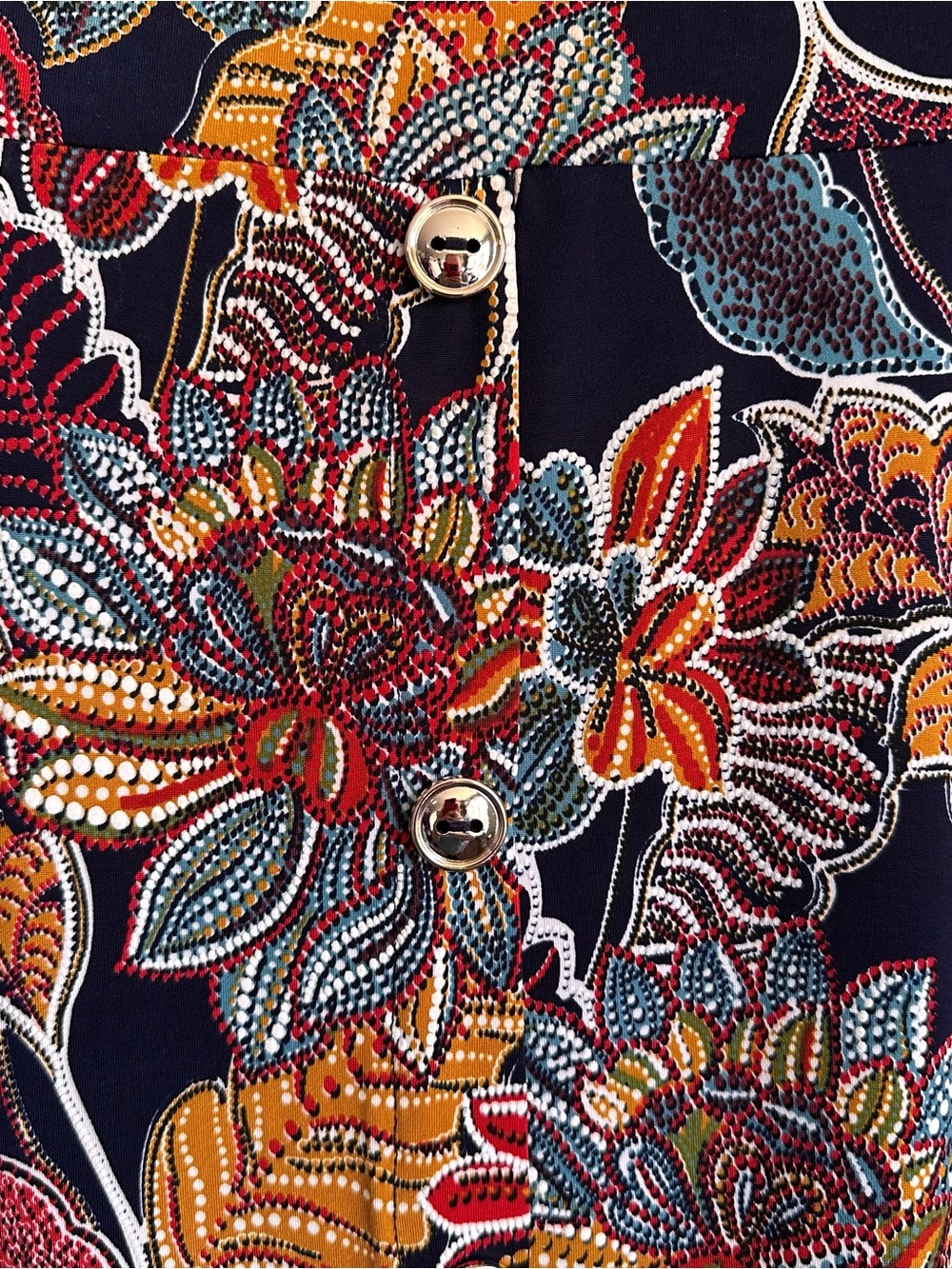 Lavish Navy Blue Midi Skirt Multicolor Floral Paisley Print Women’s Large EUC‎ - Picture 3 of 7